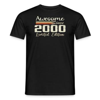 Anniversaire 24 Ans Millésime 2000 Cadeau 2000 - T-shirt homme - noir - Devant - AI Model Male 178 light (178cm)