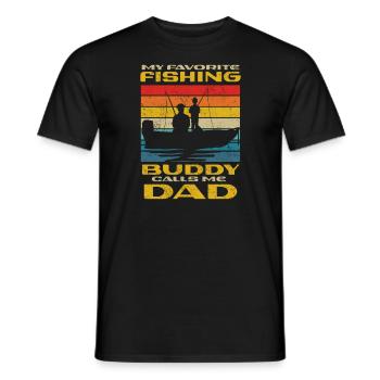 Angeln mon copain de pêche préféré m’appelle papa - T-shirt homme - noir - Devant - AI Model Male 178 light (178cm)
