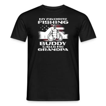 Angeln My Favorite Fishing Buddy Calls Me Grandpa - Men's T-Shirt - black - Front - AI Model Male 178 light (178cm)