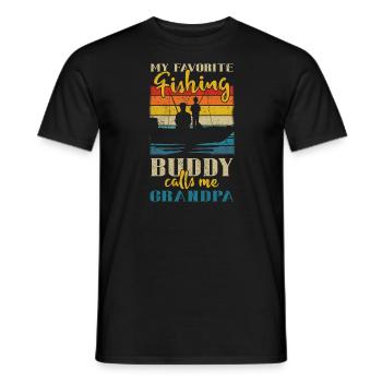 Angeln My Favorite Fishing Buddy Calls Me Grandpa - Men's T-Shirt - black - Front - AI Model Male 178 light (178cm)