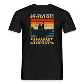 Angler My Favorite Fishing Buddy Calls Me Grandpa - Men's T-Shirt - black - Front - AI Model Male 178 light (178cm)