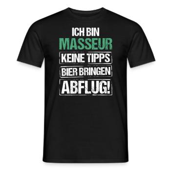 Je suis masseur - apporte de la bière et décolle - T-shirt homme - noir - Devant - AI Model Male 178 light (178cm)