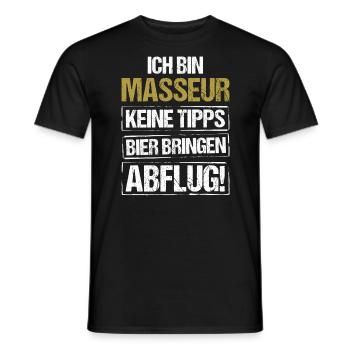 Je suis masseur - apporte de la bière et décolle - T-shirt homme - noir - Devant - AI Model Male 178 light (178cm)