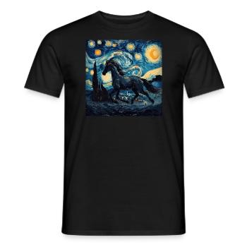 pferd, tier, van gogh, sternenacht - Männer T-Shirt - Schwarz - Vorne - AI Model Male 178 light (178cm)