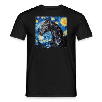 Horse, Animal, Van Gogh, Starry Night - Men's T-Shirt - black - Front - AI Model Male 178 light (178cm)