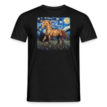 Horse, Animal, Van Gogh, Starry Night - Men's T-Shirt - black - Front - AI Model Male 178 light (178cm)