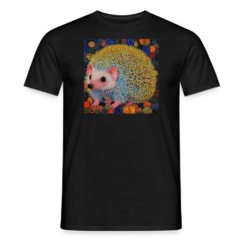 hedgehog, colorful, animal, gift, gift idea - Men's T-Shirt - black - Front - AI Model Male 178 light (178cm)
