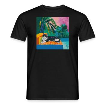 katze, katzen bunt, tier, geschenk, geschenkidee - Männer T-Shirt - Schwarz - Vorne - AI Model Male 178 light (178cm)