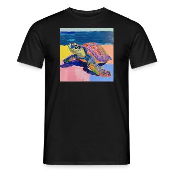 turtle, colorful, animal, gift, gift idea - Men's T-Shirt - black - Front - AI Model Male 178 light (178cm)