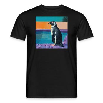 pinguin, bunt, tier, geschenk, geschenkidee - Männer T-Shirt - Schwarz - Vorne - AI Model Male 178 light (178cm)