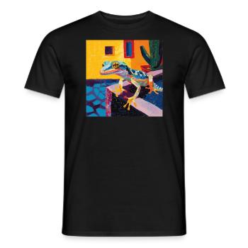 gecko, echsen, bunt, tier, geschenk, geschenkidee - Männer T-Shirt - Schwarz - Vorne - AI Model Male 178 light (178cm)