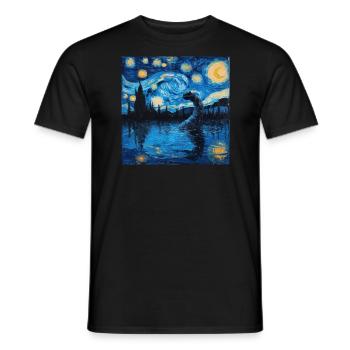 loch ness monster, nessie, van gogh, sternenacht - Männer T-Shirt - Schwarz - Vorne - AI Model Male 178 light (178cm)