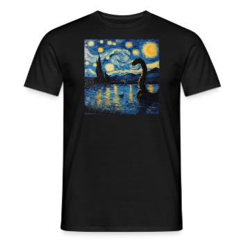 loch ness monster, nessie, van gogh, sternenacht - Männer T-Shirt - Schwarz - Vorne - AI Model Male 178 light (178cm)