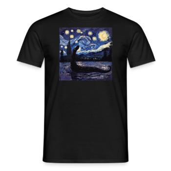 loch ness monster, nessie, van gogh, sternenacht - Männer T-Shirt - Schwarz - Vorne - AI Model Male 178 light (178cm)