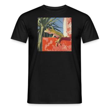 gecko, echse, bunt, tier, geschenk, geschenkidee - Männer T-Shirt - Schwarz - Vorne - AI Model Male 178 light (178cm)