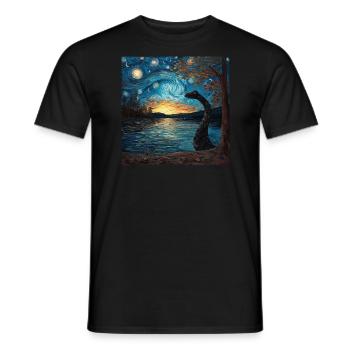 loch ness monster, nessie, van gogh, sternenacht - Männer T-Shirt - Schwarz - Vorne - AI Model Male 178 light (178cm)
