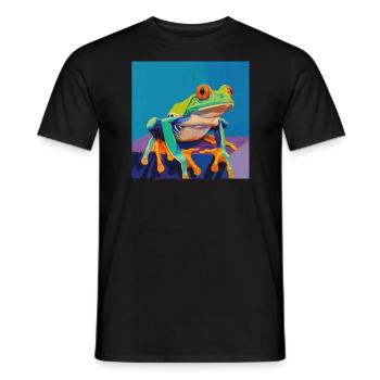 Frog, Colorful, Animal - Men's T-Shirt - black - Front - AI Model Male 178 light (178cm)