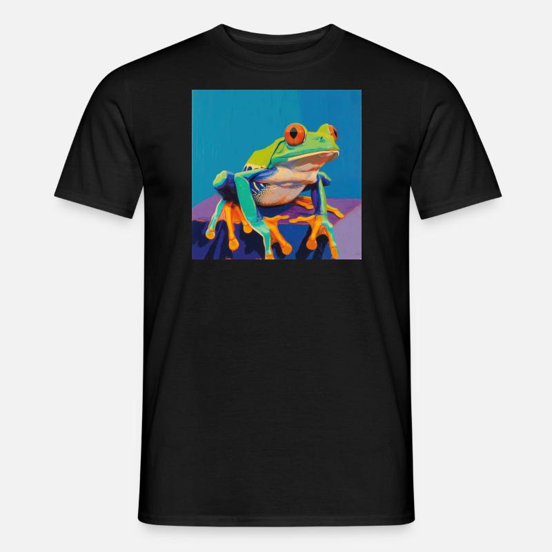 frosch, bunt, tier - Männer T-Shirt - Schwarz