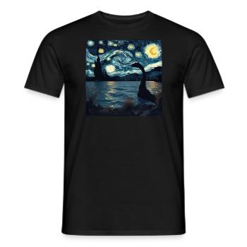 loch ness monster, nessie, van gogh, sternenacht - Männer T-Shirt - Schwarz - Vorne - AI Model Male 178 light (178cm)