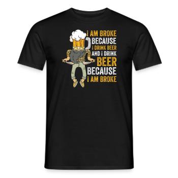 Beer Budget Humor: Broke but Happy - Men's T-Shirt - black - Front - AI Model Male 178 light (178cm)