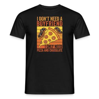 Pizza et chocolat : mes vrais amours - T-shirt homme - noir - Devant - AI Model Male 178 light (178cm)