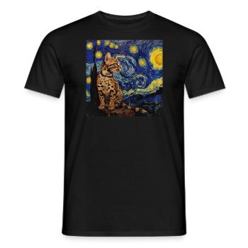Ozelot, luchs, van gogh, sternennacht - Männer T-Shirt - Schwarz - Vorne - AI Model Male 178 light (178cm)