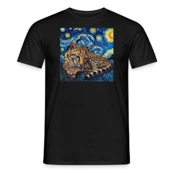 Ozelot, luchs, van gogh, sternennacht - Männer T-Shirt - Schwarz - Vorne - AI Model Male 178 light (178cm)
