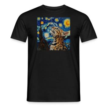 Ozelot, luchs, van gogh, sternennacht - Männer T-Shirt - Schwarz - Vorne - AI Model Male 178 light (178cm)
