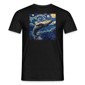 Whale Fish Van Gogh - Men's T-Shirt - black - Front - AI Model Male 178 light (178cm)