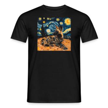 hyäne, van gogh, sternennacht - Männer T-Shirt - Schwarz - Vorne - AI Model Male 178 light (178cm)