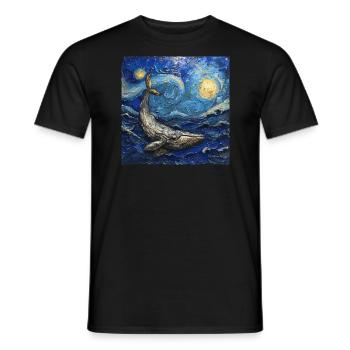 Whales, Fish, Ocean, Van Gogh, Starry Night - Men's T-Shirt - black - Front - AI Model Male 178 light (178cm)