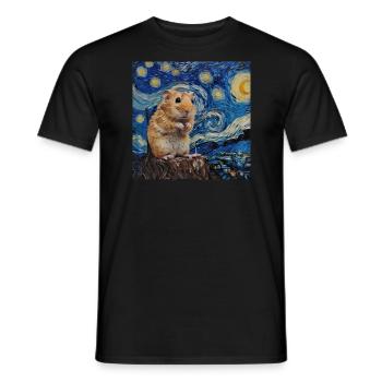 hamster, tier, van gogh, sternennacht - Männer T-Shirt - Schwarz - Vorne - AI Model Male 178 light (178cm)