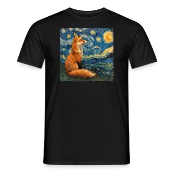 Renard, Renards, Van Gogh, Nuit étoilée - T-shirt homme - noir - Devant - AI Model Male 178 light (178cm)