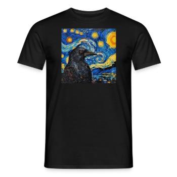Corbeau, Oiseau, Van Gogh, Nuit étoilée - T-shirt homme - noir - Devant - AI Model Male 178 light (178cm)