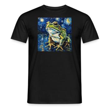 Frog, Animal, Van Gogh, Starry Night - Men's T-Shirt - black - Front - AI Model Male 178 light (178cm)