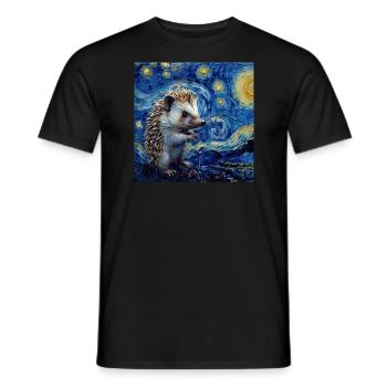 Hedgehog, Animal, Van Gogh, Starry Night - Men's T-Shirt - black - Front - AI Model Male 178 light (178cm)