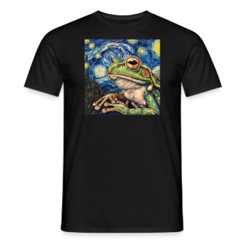 frosch, tier, van gogh, sternenacht - Männer T-Shirt - Schwarz - Vorne - AI Model Male 178 light (178cm)