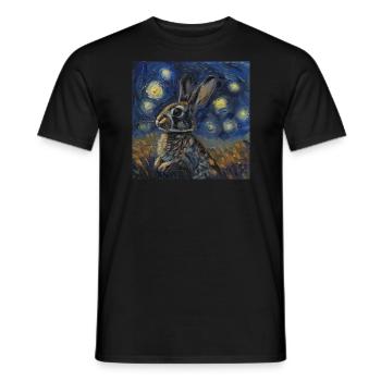 hase, kaninchen, tier, van gogh, sternenacht - Männer T-Shirt - Schwarz - Vorne - AI Model Male 178 light (178cm)