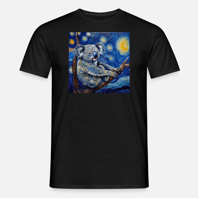 koala, tier, van gogh, sternenacht - Männer T-Shirt - Schwarz