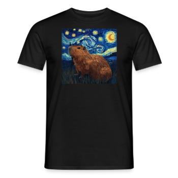 Capybara, Animal, Van Gogh, Nuit Étoilée - T-shirt homme - noir - Devant - AI Model Male 178 light (178cm)