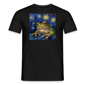 Frog, Animal, Van Gogh, Starry Night - Men's T-Shirt - black - Front - AI Model Male 178 light (178cm)