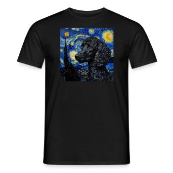 Caniche, Chien, Van Gogh, Nuit Étoilée - T-shirt homme - noir - Devant - AI Model Male 178 light (178cm)
