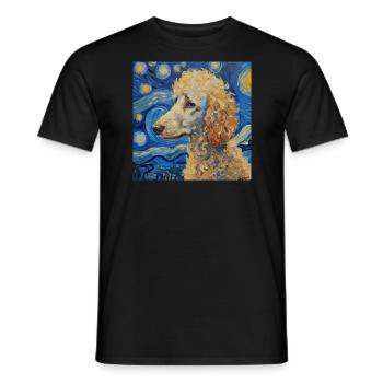 Caniche, Chien, Van Gogh, Nuit Étoilée - T-shirt homme - noir - Devant - AI Model Male 178 light (178cm)