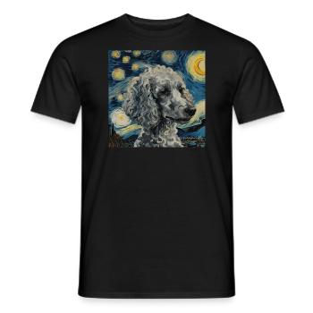 Caniche, Chien, Van Gogh, Nuit Étoilée - T-shirt homme - noir - Devant - AI Model Male 178 light (178cm)
