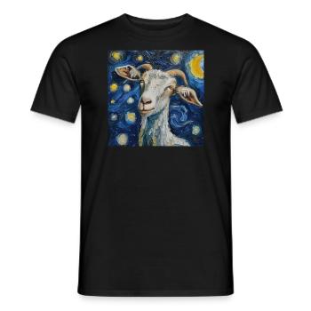 ziege, Van Gogh, Sternennacht - Männer T-Shirt - Schwarz - Vorne - AI Model Male 178 light (178cm)