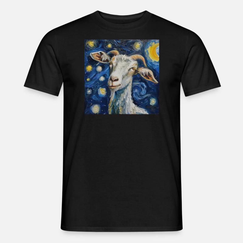 chèvre, Van Gogh, Nuit étoilée - T-shirt homme - noir
