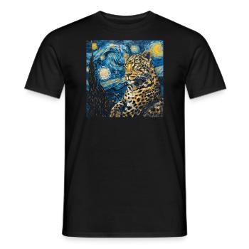 leopard, Van Gogh, Sternennacht - Männer T-Shirt - Schwarz - Vorne - AI Model Male 178 light (178cm)