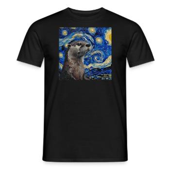 Loutre, Van Gogh, Nuit étoilée - T-shirt homme - noir - Devant - AI Model Male 178 light (178cm)