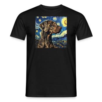 Braque allemand à poil court, chien, Van Gogh, Nuit étoilée - T-shirt homme - noir - Devant - AI Model Male 178 light (178cm)