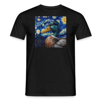 Duck, Animal, Van Gogh, Starry Night - Men's T-Shirt - black - Front - AI Model Male 178 light (178cm)